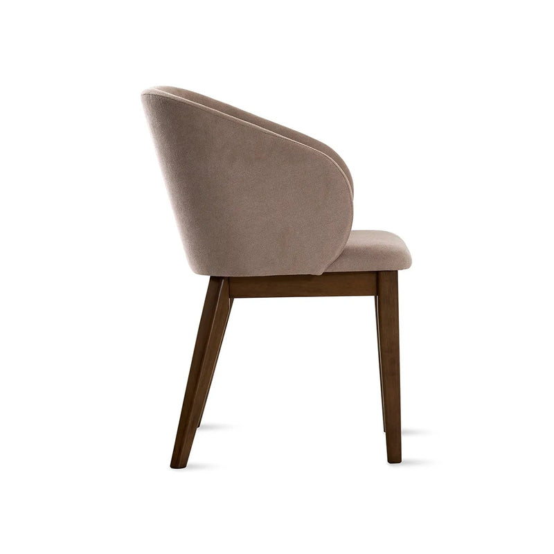 SILLA DE COMEDOR ROWEN EN TELA TAUPE Y PATAS ACABADO DE MADERA