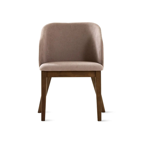 SILLA DE COMEDOR ROWEN EN TELA TAUPE Y PATAS ACABADO DE MADERA