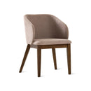 SILLA DE COMEDOR ROWEN EN TELA TAUPE Y PATAS ACABADO DE MADERA