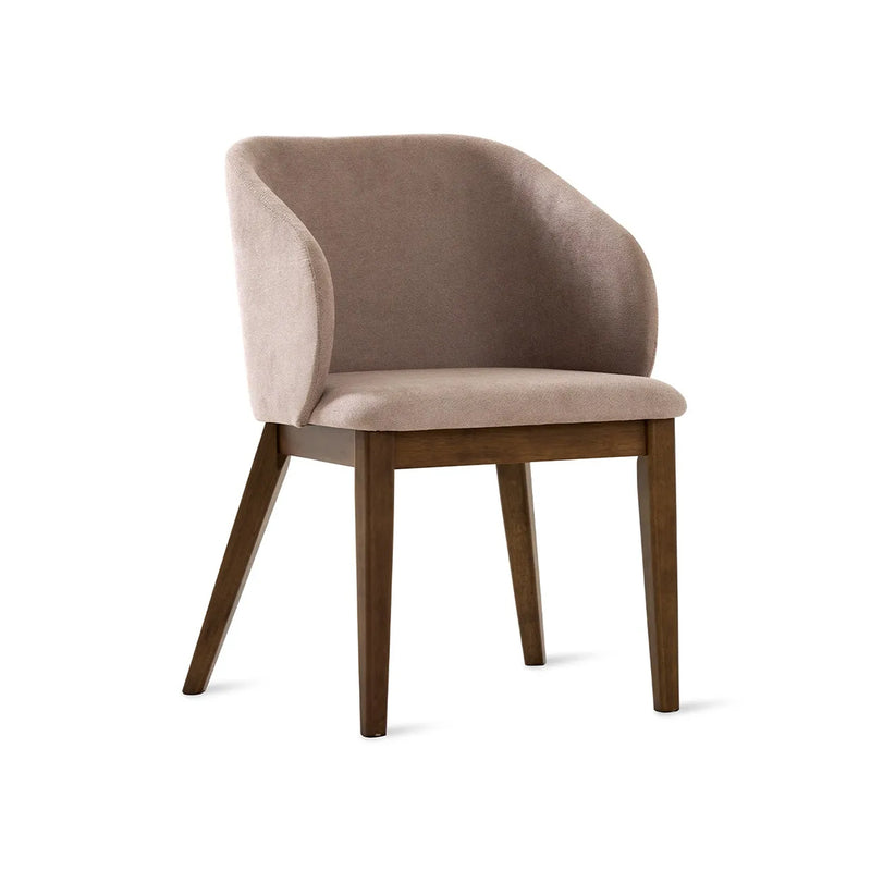 SILLA DE COMEDOR ROWEN EN TELA TAUPE Y PATAS ACABADO DE MADERA