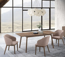 SILLA DE COMEDOR ROWEN EN TELA TAUPE Y PATAS ACABADO DE MADERA