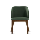 SILLA DE COMEDOR ROWEN EN TEL VERDE Y PATAS ACABADO DE MADERA