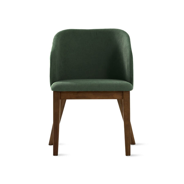 SILLA DE COMEDOR ROWEN EN TEL VERDE Y PATAS ACABADO DE MADERA