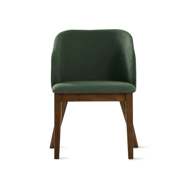 SILLA DE COMEDOR ROWEN EN TEL VERDE Y PATAS ACABADO DE MADERA