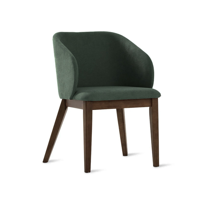 SILLA DE COMEDOR ROWEN EN TEL VERDE Y PATAS ACABADO DE MADERA