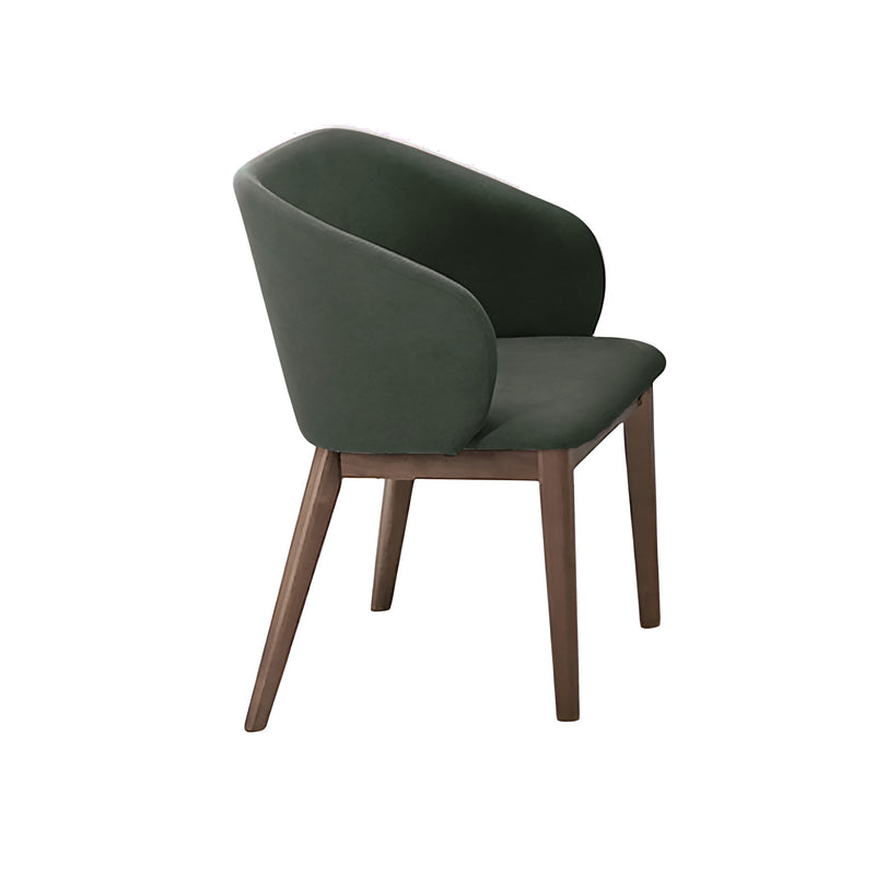 SILLA DE COMEDOR ROWEN EN TEL VERDE Y PATAS ACABADO DE MADERA