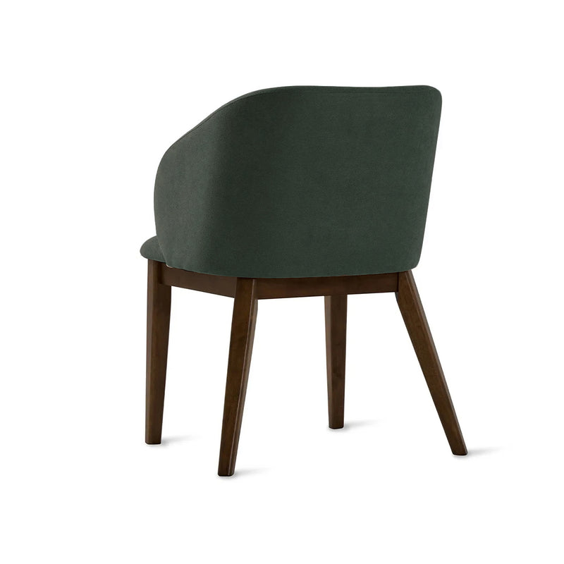 SILLA DE COMEDOR ROWEN EN TEL VERDE Y PATAS ACABADO DE MADERA