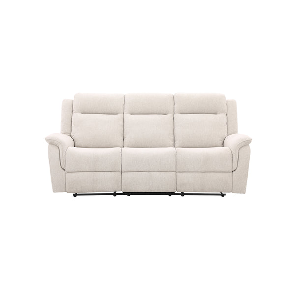 SOFA RECLINABLE DE TRES ASIENTOS MANUAL EN TELA BEIGE