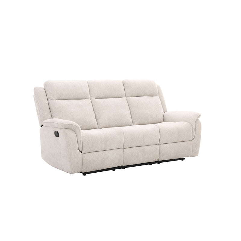 SOFA RECLINABLE DE TRES ASIENTOS MANUAL EN TELA BEIGE