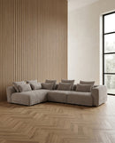 SOFA SECCIONAL ESTACIONARIO TELA MARRON