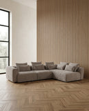 SOFA SECCIONAL ESTACIONARIO TELA MARRON
