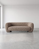 SOFA ESTACIONARIO DE DOS ASIENTOS EN TELA MARRON