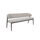 BANCO EN TELA BEIGE Y PATAS EN METAL ESTILO MADERA