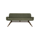 BANCO EN TELA VERDE Y PATAS EN METAL ESTILO MADERA