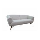 SOFA ESTACIONARIO DE DOS ASIENTOS EN TELA BEIGE CLARO Y PATAS MARRONES