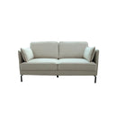 SOFA ESTACIONARIO DE DOS ASIENTOS EN TELA BEIGE Y PU CAMEL
