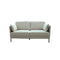 SOFA ESTACIONARIO DE DOS ASIENTOS EN TELA BEIGE Y PU CAMEL