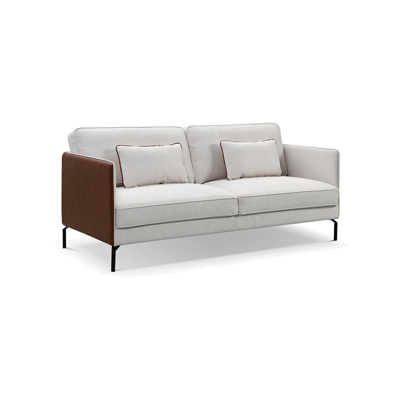SOFA ESTACIONARIO DE TRES ASIENTOS EN TELA OFF WHITE