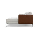 SOFA SECCIONAL ESTACIONARIO DERECHO EN TELA BEIGE Y PU CAMEL