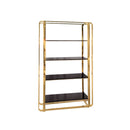 ESTANTE DORADO CON VIDRIO NEGRO