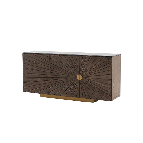 CREDENZA ACABADO DE MADERA Y TOPE ESTILO MARMOL