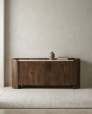 CREDENZA TOPE ESTILO MARMOL Y BASE ACABADO DE MADERA