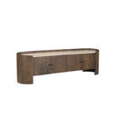 MESA DE TV TOPE ESTILO MARMOL Y BASE ACABADO DE MADERA