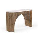 CONSOLA ACABADO DE MADERA Y TOPE ESTILO MARMOL