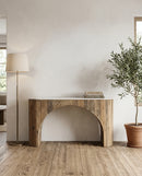 CONSOLA ACABADO DE MADERA Y TOPE ESTILO MARMOL