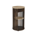 TABLE SHELF, BROWN BASE, TRAVERTINO TOP