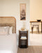 TABLE SHELF, BROWN BASE, TRAVERTINO TOP