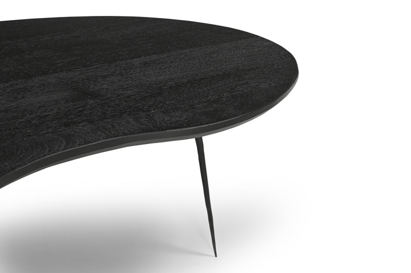 MESA DE CENTRO ACABADO DE MADERA NEGRA Y PATAS EN METAL SET DE 2