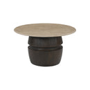 COFFEE TABLE, TRAVERTINO TOP, BROWN BASE