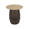 SIDE TABLE, TRAVERTINO TOP, BROWN BASE