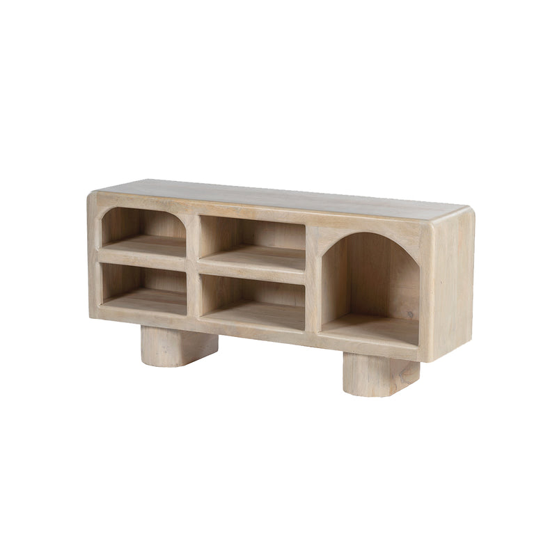 MESA DE TV EN ACABADO DE MADERA CLARA