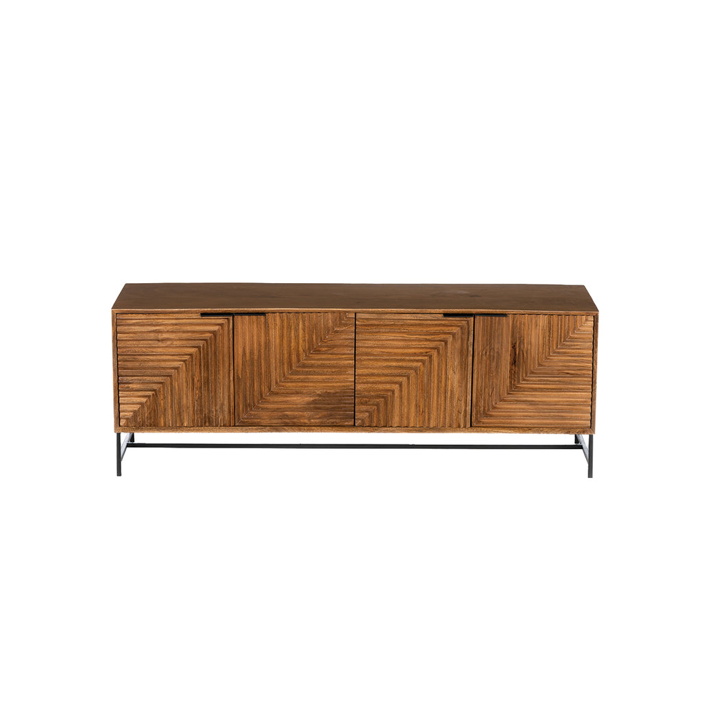 TV STAND CREDENZA EN ACABADO MADERA Y PATAS NEGRAS- Ilumel Outlet