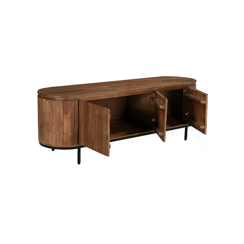 MESA DE TV EN ACABADO MADERA Y PATAS NEGRAS