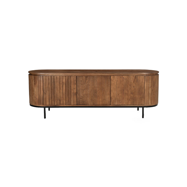 MESA DE TV EN ACABADO MADERA Y PATAS NEGRAS