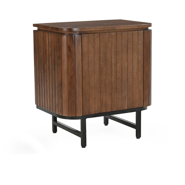 MESA DE NOCHE EN ACABADO MADERA Y PATAS NEGRAS