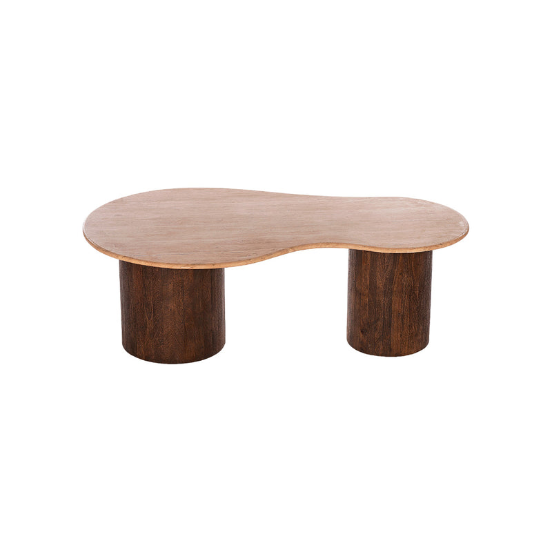 MESA DE CENTRO CON TOPE DE MÁRMOL Y BASE DE MADERA