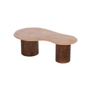 MESA DE CENTRO CON TOPE DE MÁRMOL Y BASE DE MADERA