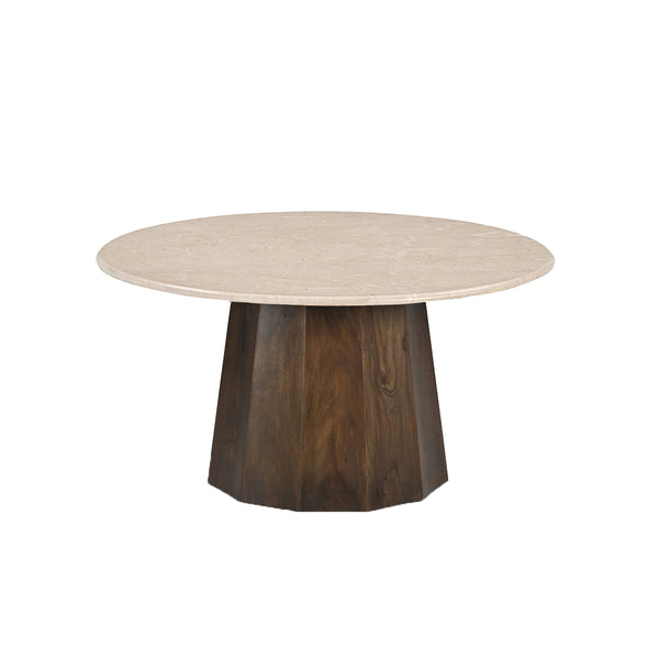 MESA DE CENTRO CON TOPE DE MÁRMOL Y BASE DE MADERA