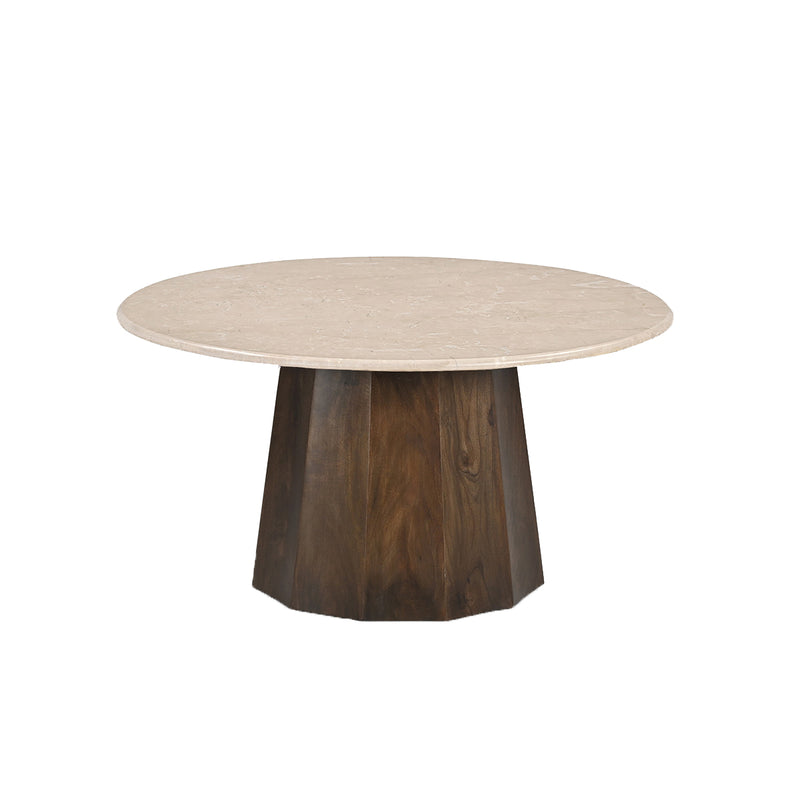 MESA DE CENTRO CON TOPE DE MÁRMOL Y BASE DE MADERA