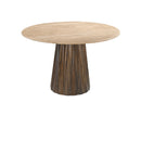 MESA DE COMEDOR EN TOPE DE MARMOL Y ACABADO MADERA MARRON