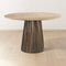 MESA DE COMEDOR EN TOPE DE MARMOL Y ACABADO MADERA MARRON