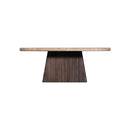MESA DE CENTRO CON TOPE DE MARMOL Y BASE DE MADERA MARRON