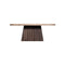 MESA DE CENTRO CON TOPE DE MARMOL Y BASE DE MADERA MARRON
