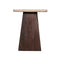MESA LATERAL CON TOPE DE MARMOL Y BASE DE MADERA MARRON