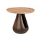 MESA LATERAL CON TOPE DE MÁRMOL Y BASE DE MADERA