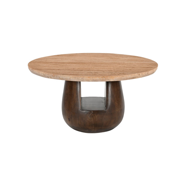 MESA DE CENTRO CON TOPE DE MÁRMOL Y BASE DE MADERA